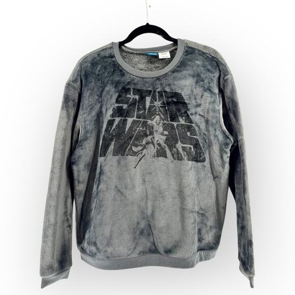 Star Wars Sweatshirt Velour Gray Sz Juniors Large 11-12 | Cozy Soft Fleece Warm - Picture 1 of 4